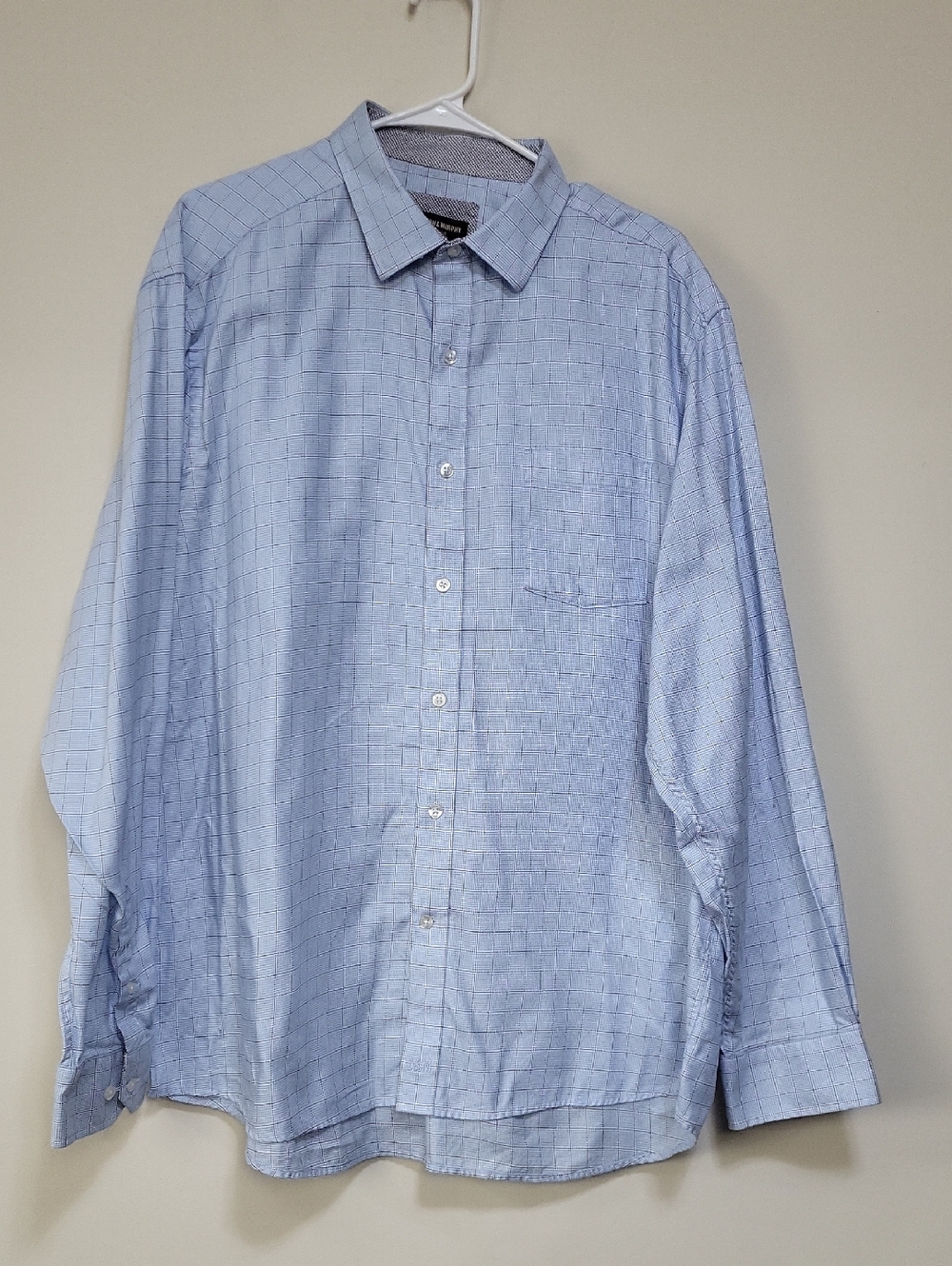 JOHNSON & MURPHY Blue Black White Check Long Sleeve Dress Shirt